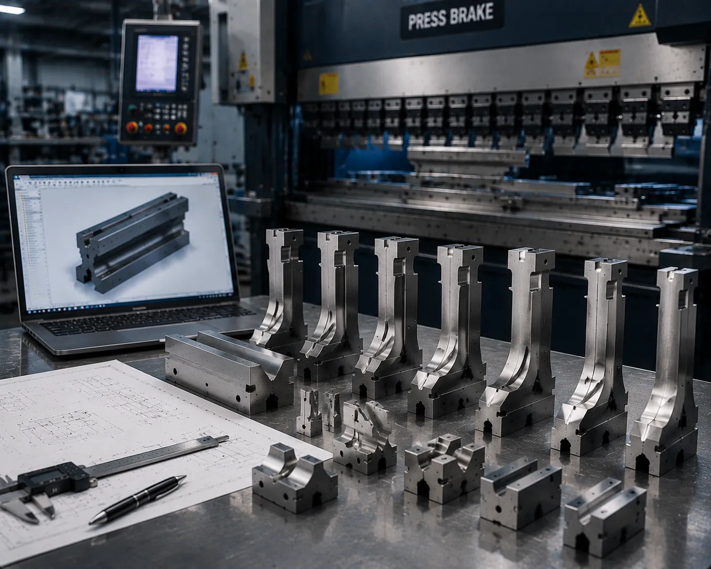 Custom bending tooling for precision metal forming operations