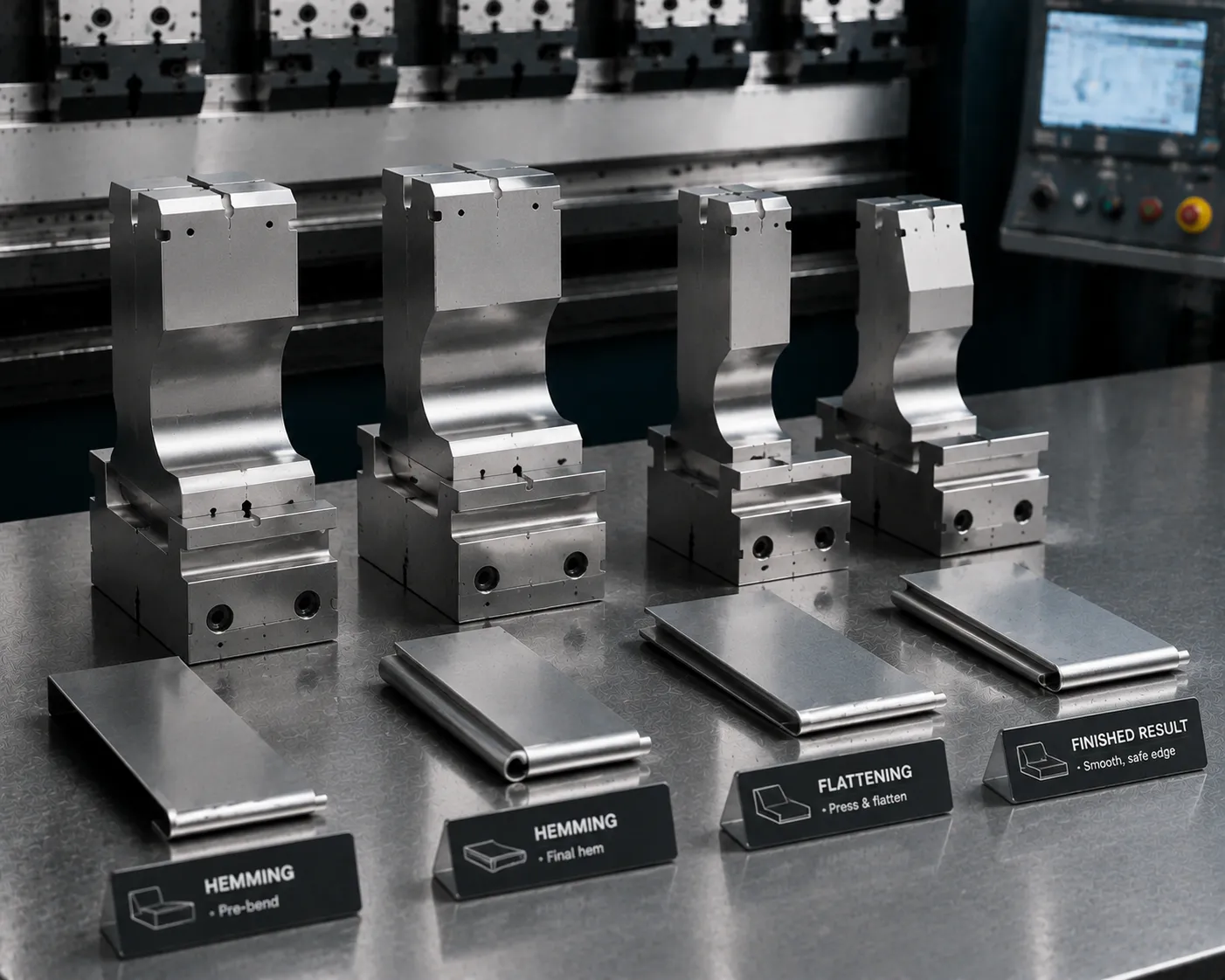 Hemming tool for seamless edge folding and high-finish applications