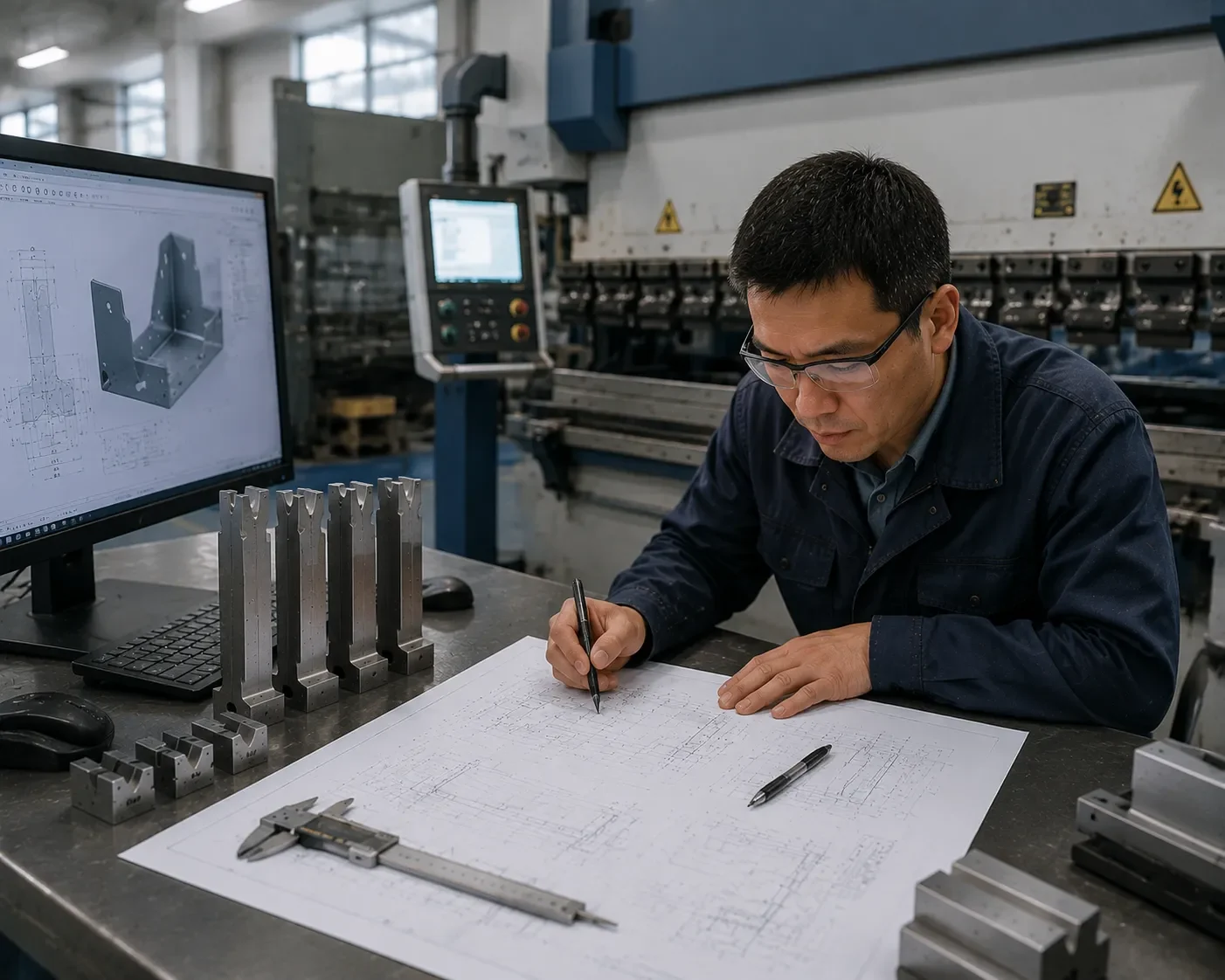 CAMT technical support team providing press brake tooling selection and bending process consulting