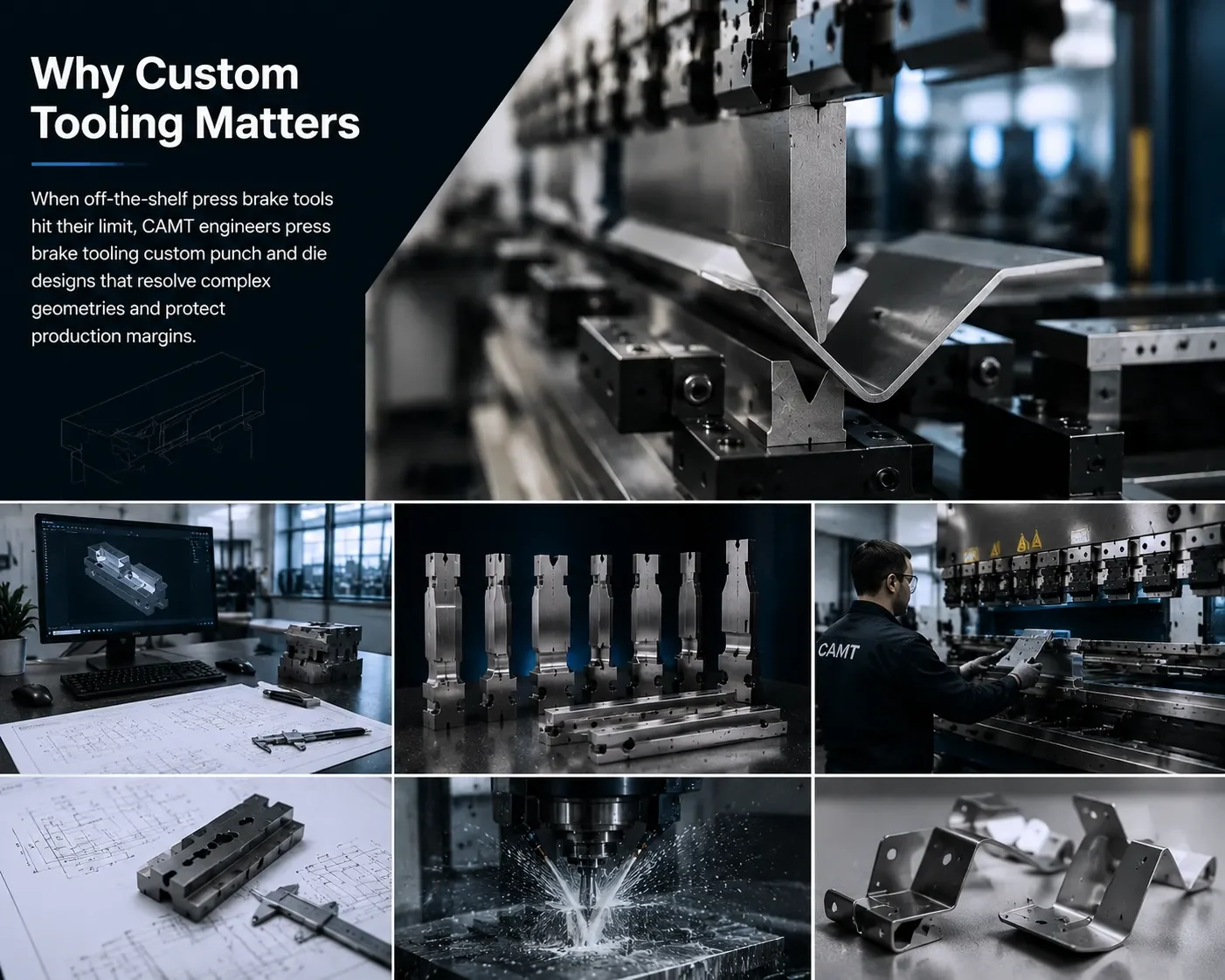 Custom press brake punch and die tooling engineered for special bending applications