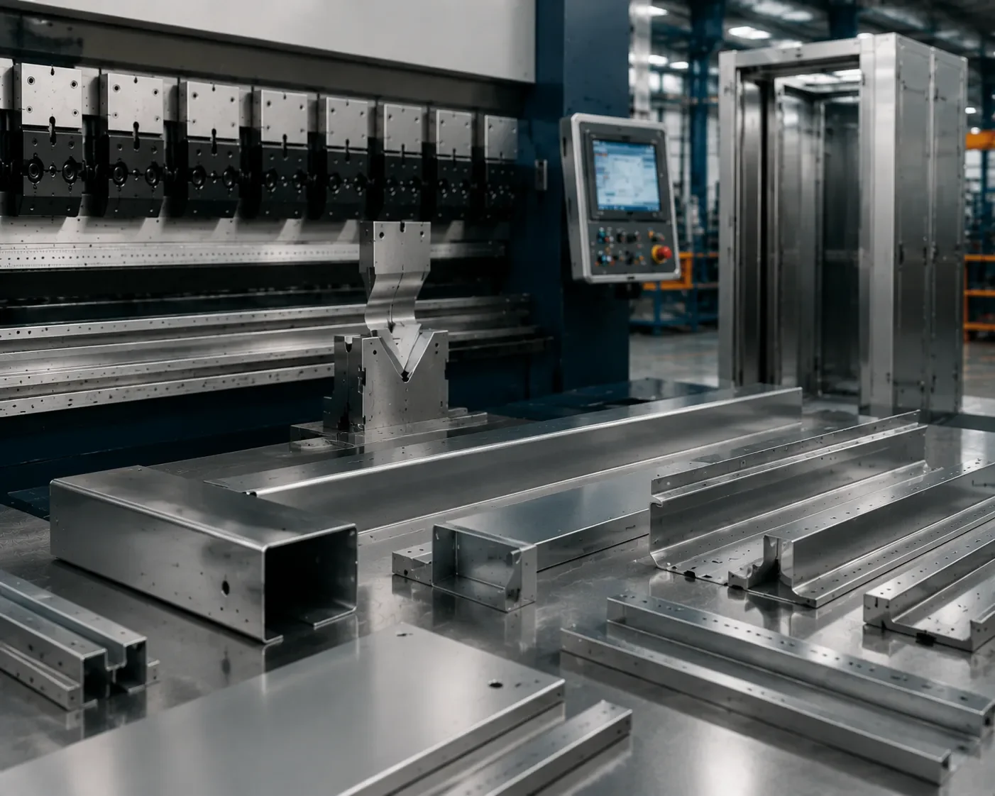 Elevator door panel bending process using high-precision press brake dies