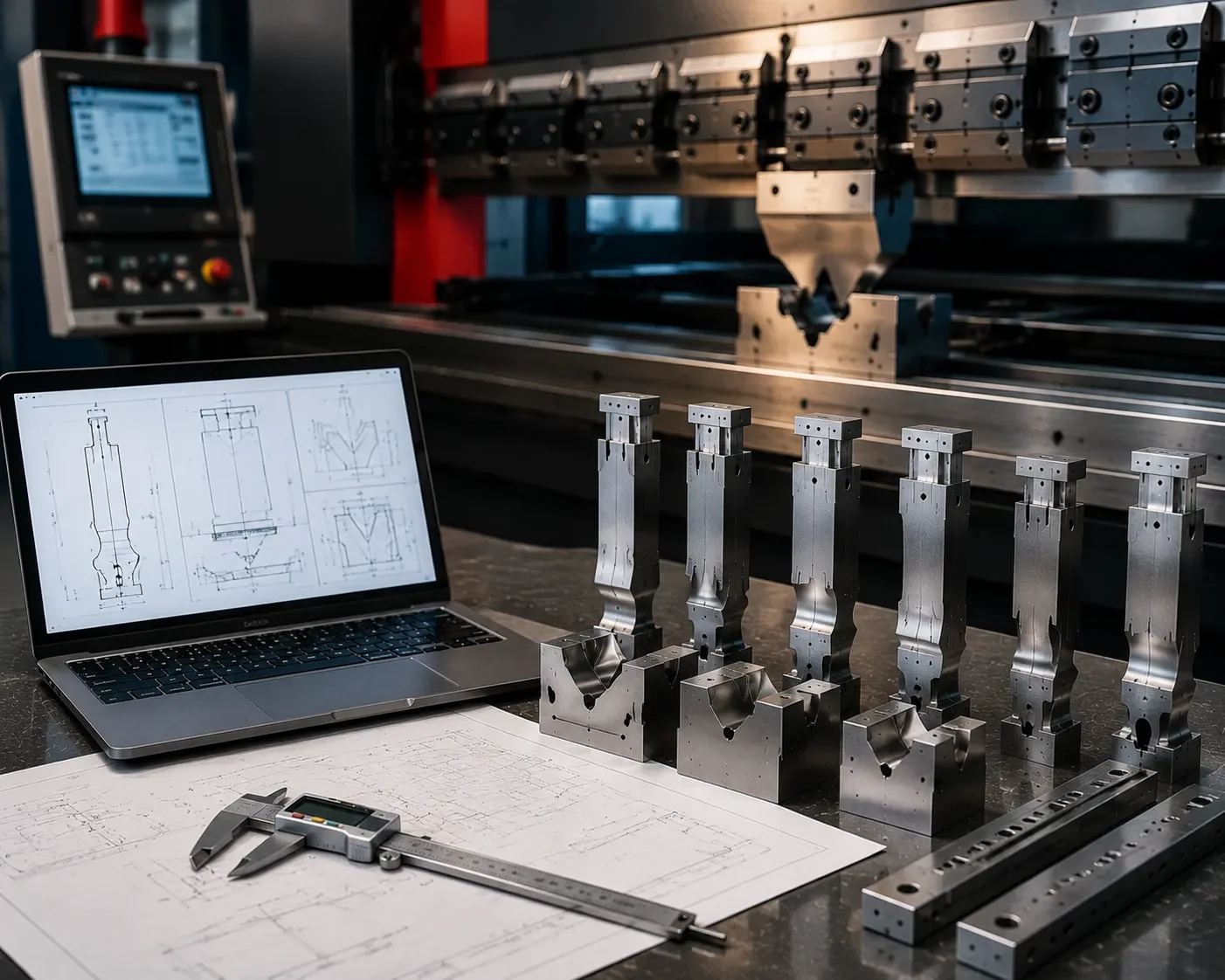 Press brake punch dimensions and die opening technical diagram
