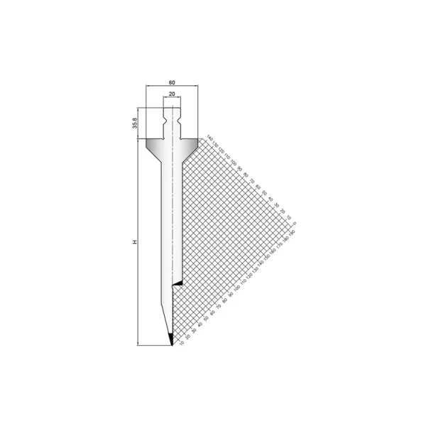 Trumpf-compatible press brake tooling compatibility diagram showing punch and die interface specifications